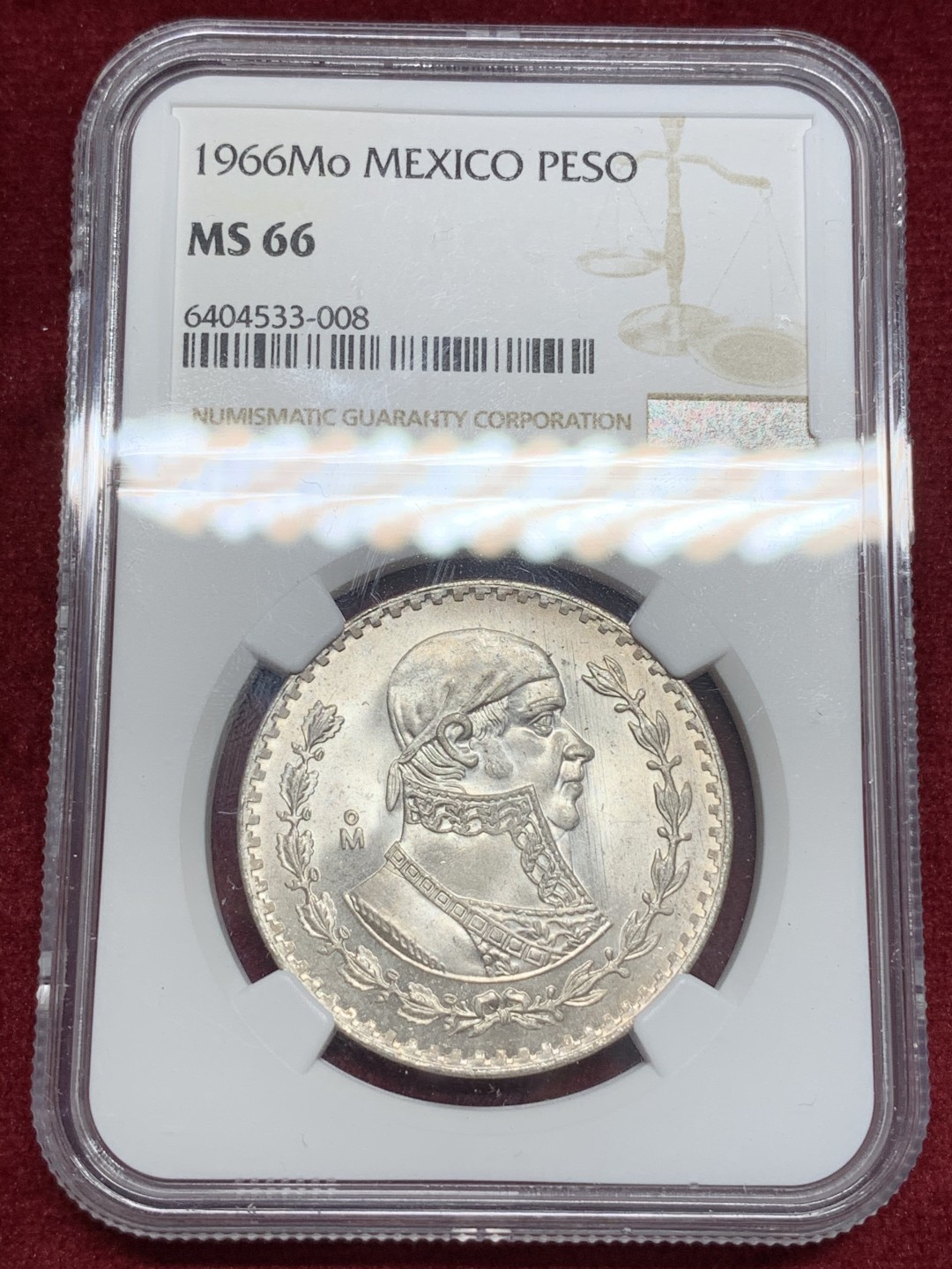 《竞宝斋》第69场-本周日，周一，周四.3场连拍（全场不限金额包邮） NGC-MS66 墨西哥 1966年 鹰洋1比索 大银币 顶级原光顶级状态