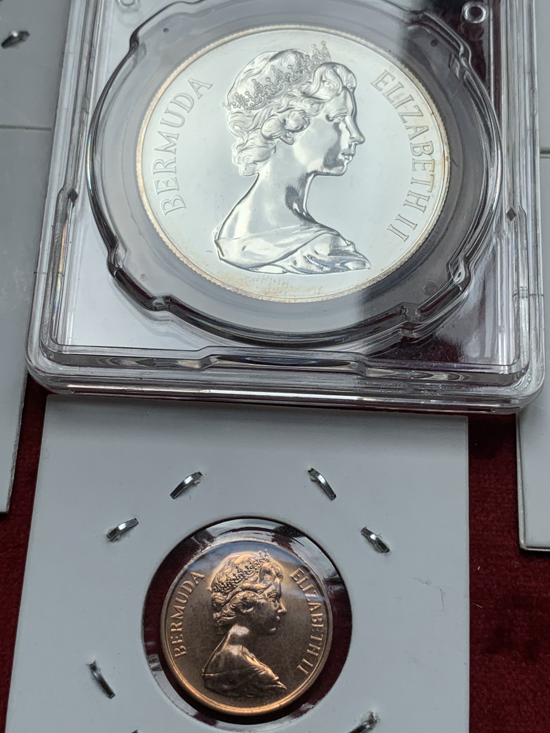 《竞宝斋》第69场-本周日，周一，周四.3场连拍（全场不限金额包邮） 1970年 百慕大（英属）6枚装 1枚银币 28.28 盒装