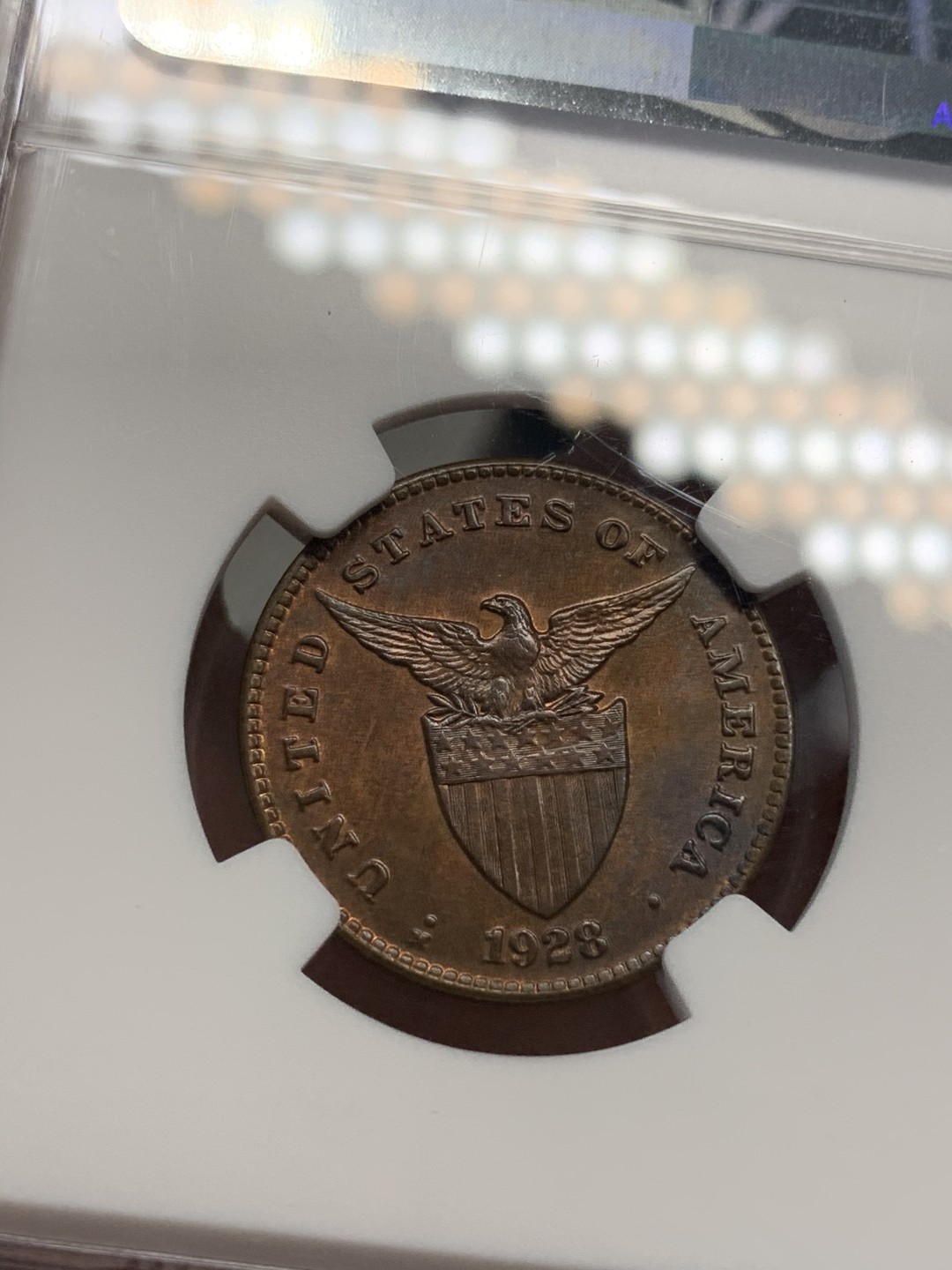 《竞宝斋》第69场-本周日，周一，周四.3场连拍（全场不限金额包邮） NGC MS64bn 美属菲律宾 1928年1分铜币 少见早期大版 好品少见 转光好状态