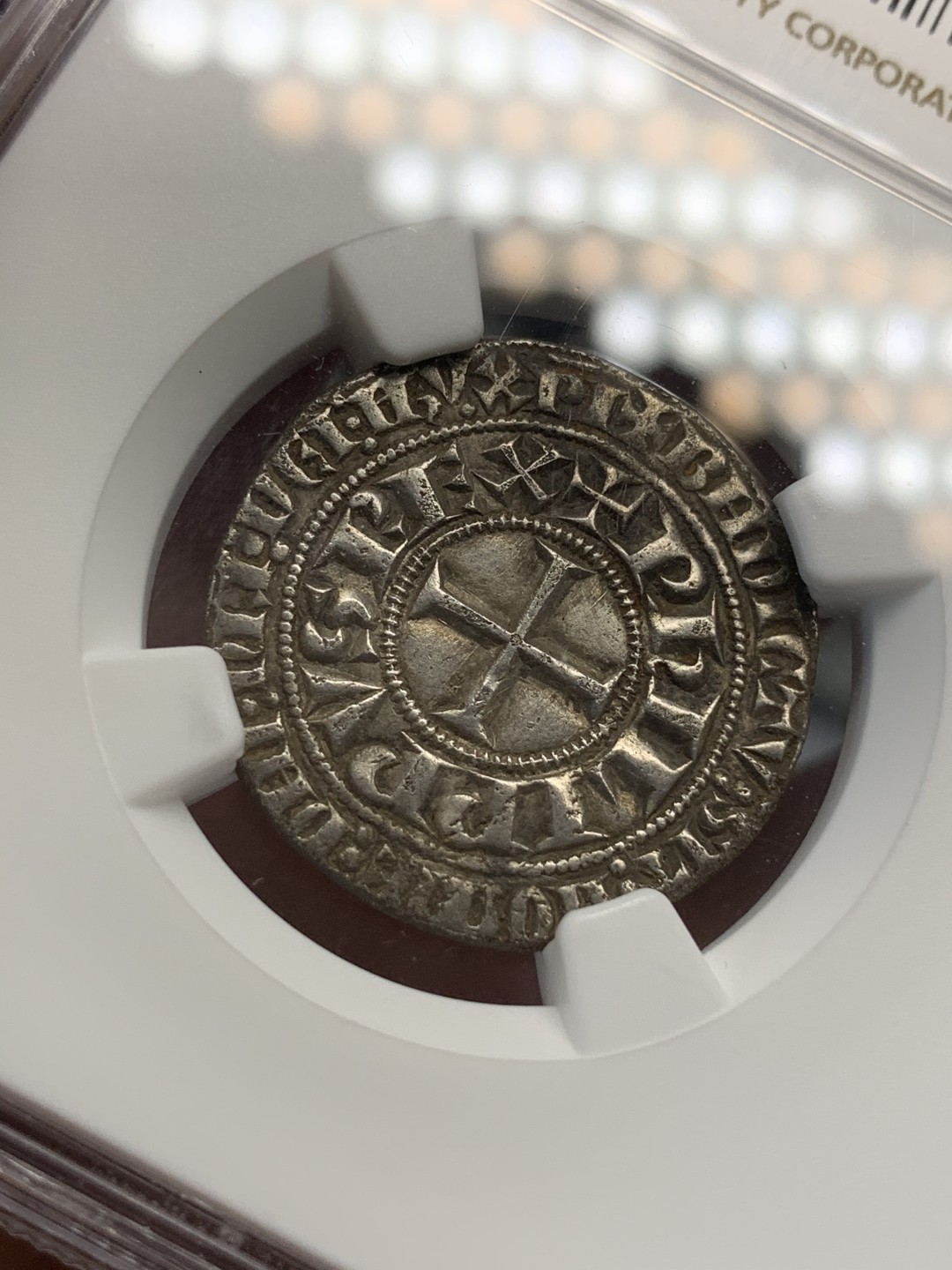 《竞宝斋》第69场-本周日，周一，周四.3场连拍（全场不限金额包邮） NGC XF细节评级 法国 菲利普四世（1270-1314年）打制银币 细节好 包浆也很不错  十分难得