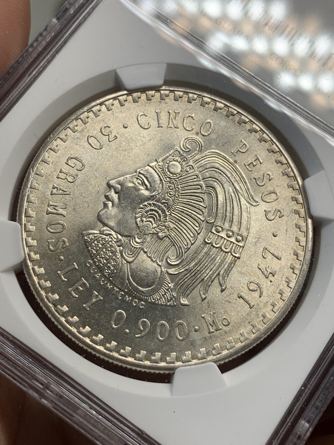 《竞宝斋》第69场-本周日，周一，周四.3场连拍（全场不限金额包邮） NGC-MS64 墨西哥 1947年 印第安人头像5比索 大银币 顶级好品