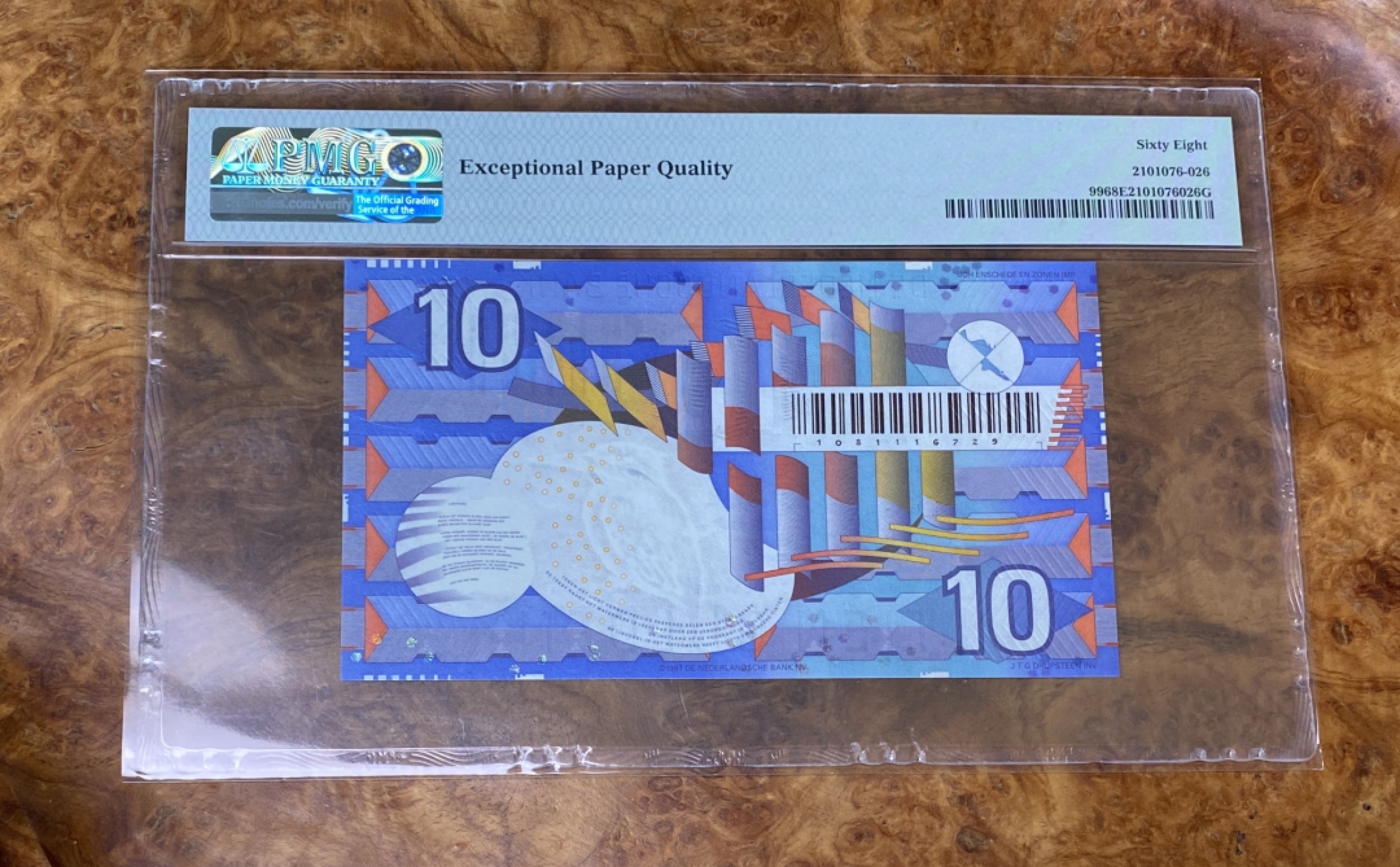 Chase Auction 第15期 - - 民国钞，外钞高分场（2022最后一期） 1997年荷兰10盾，PMG68分，齿轮版！