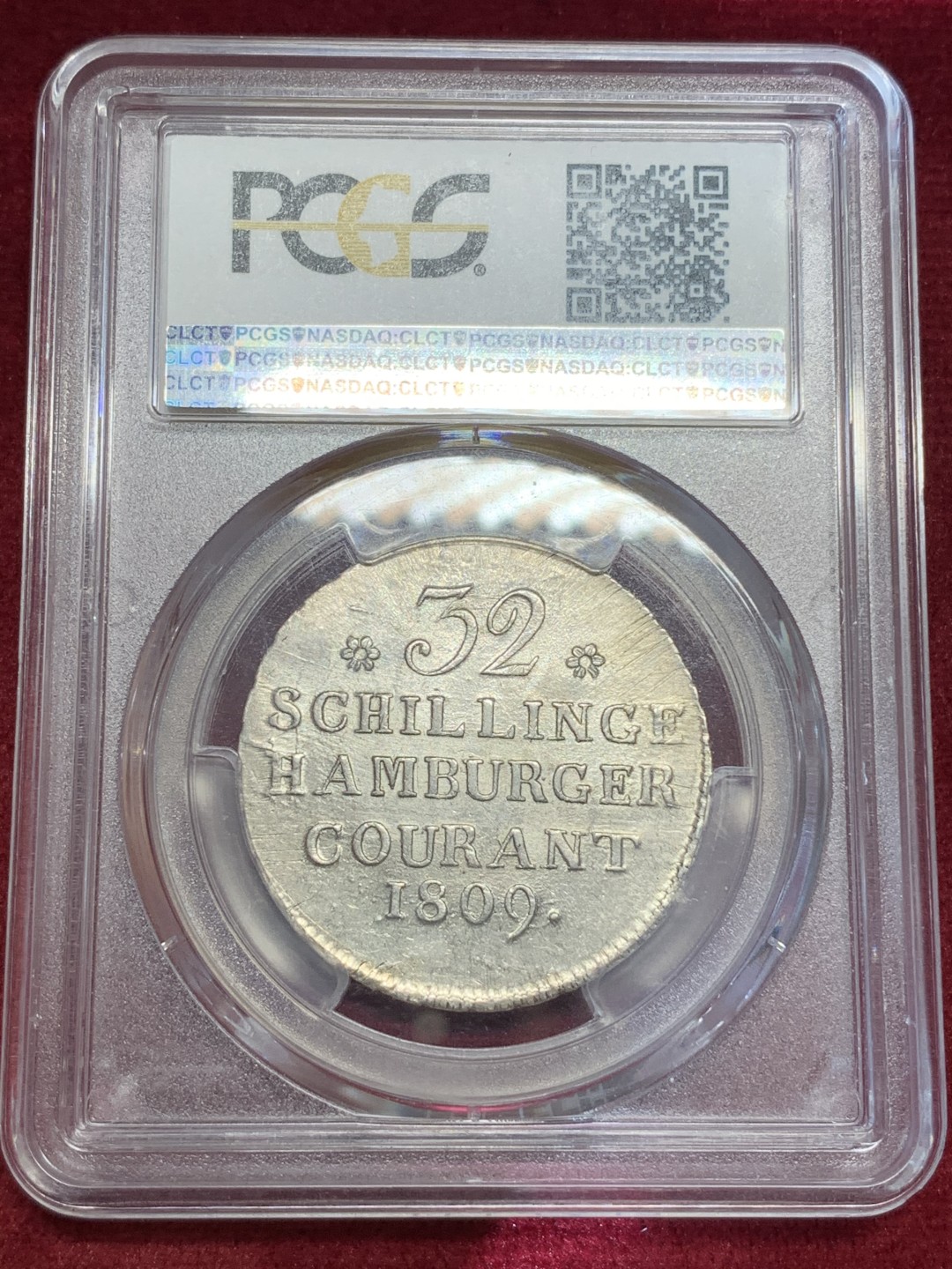 《竞宝斋》第69场-本周日，周一，周四.3场连拍（全场不限金额包邮） PCGS MS63 德国 汉堡自由市 1809年 32先令 银币 历经200年 难得状态