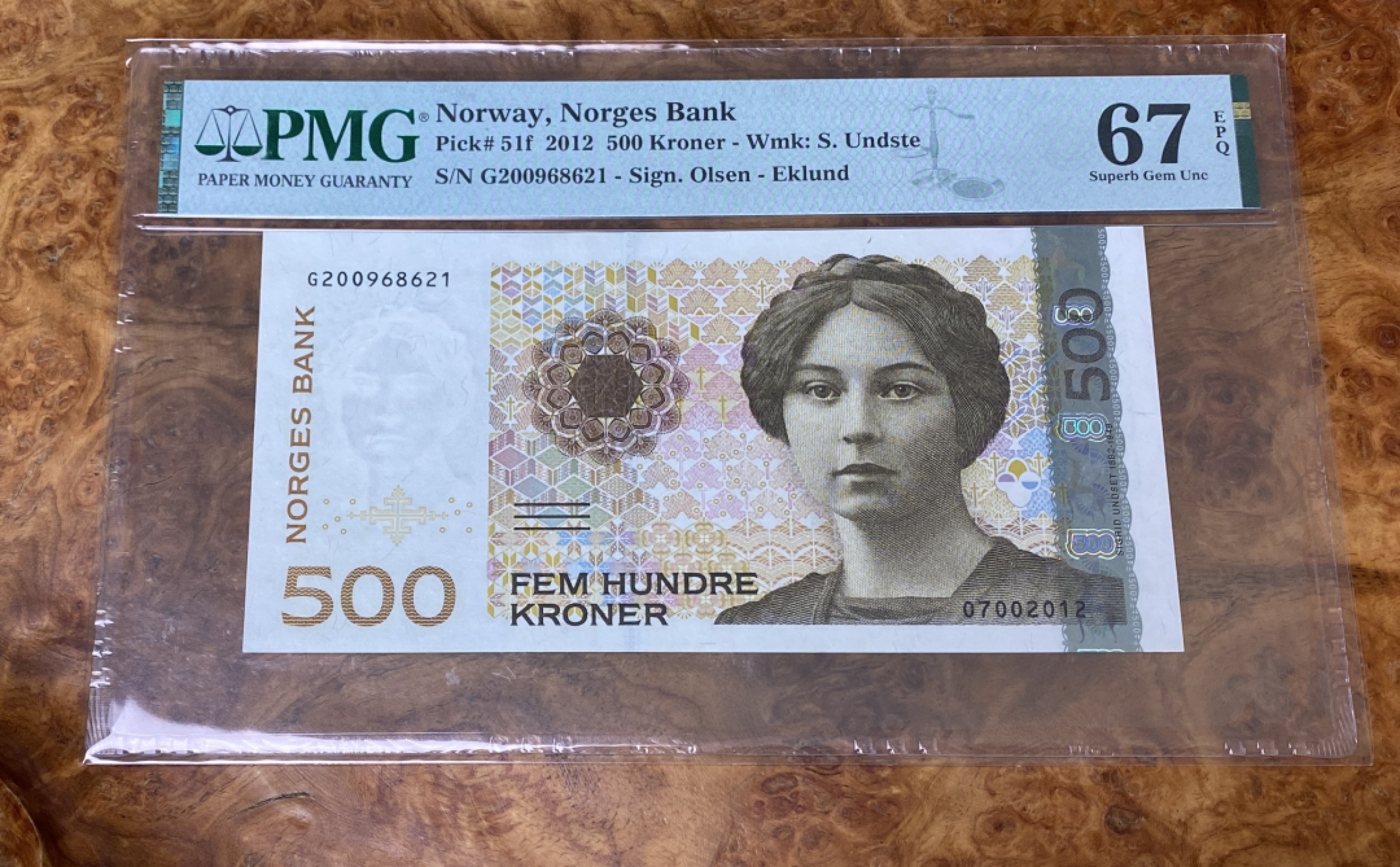 Chase Auction 第15期 - - 民国钞，外钞高分场（2022最后一期） 2012年挪威500克朗，PMG67分！亚军分，更高分数只有一枚！