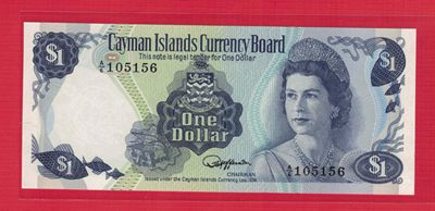 开曼群岛(开曼)1974年(1985年)1元 无47 美洲纸币 实物如图 UNC  - 开曼群岛(开曼)1974年(1985年)1元 无47 美洲纸币 实物如图 UNC 