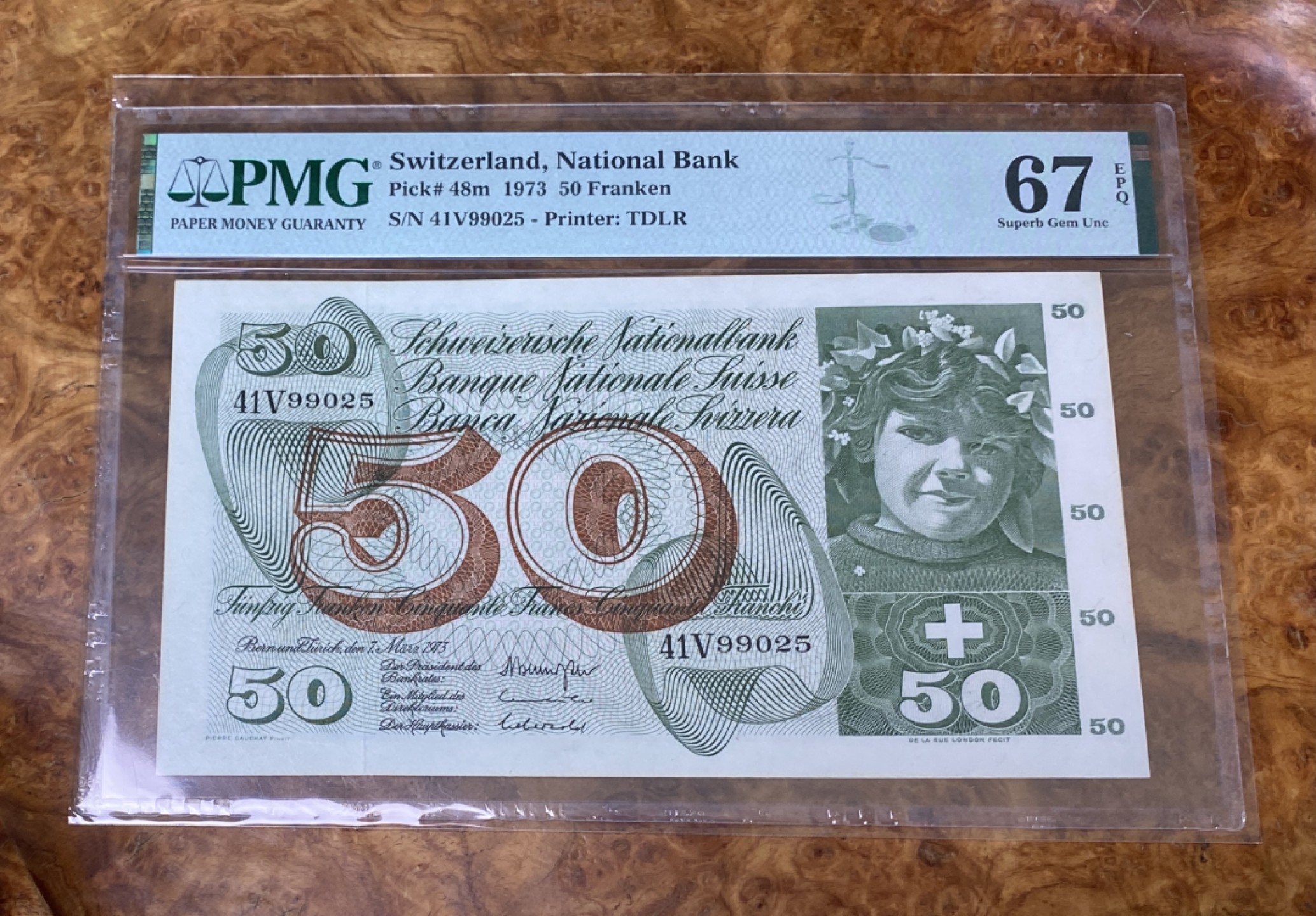 Chase Auction 第15期 - - 民国钞，外钞高分场（2022最后一期） 1973年瑞士50瑞郎！PMG67分！苹果园！亚军分，更高评分只有一枚！