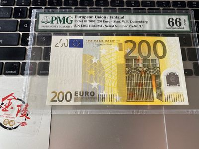 收藏联盟Quantum Auction 第172期拍卖 今晚七点 风口品种 民国高分不容错过 - 2002年200欧元 一签芬兰冠 PMG66E