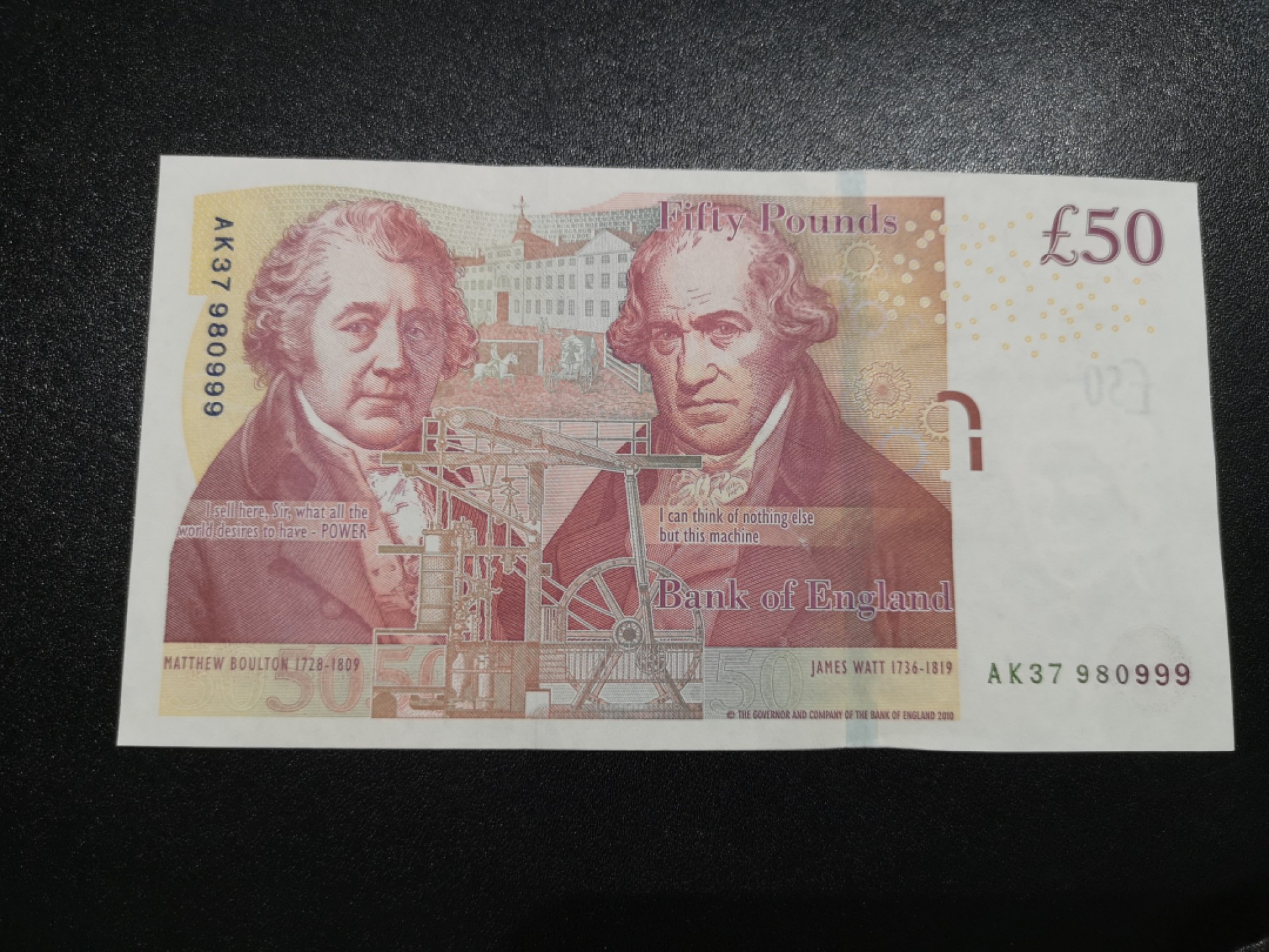 《外钞收藏家》第一百八十六期 2010年英国F序列50镑 AU品相