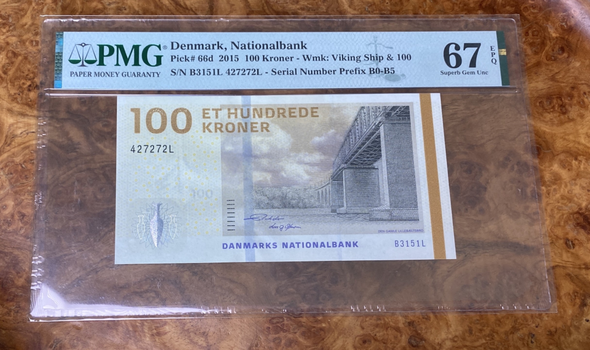 Chase Auction 第15期 - - 民国钞，外钞高分场（2022最后一期） 2015年丹麦100克朗，PMG67分！
