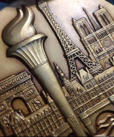 gush小明220705 法国1980巴黎景观镀金铜章