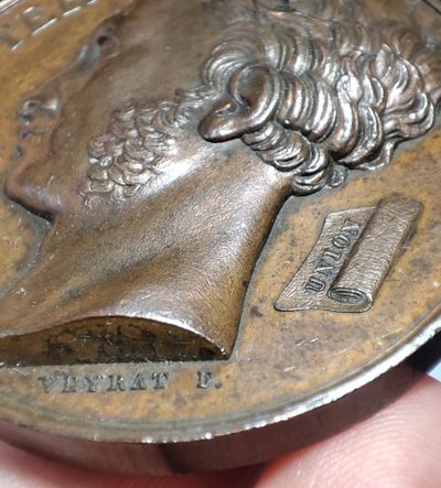 gush小明220705 比利时1830波特纪念铜章 很厚实，超高浮雕，品相不错