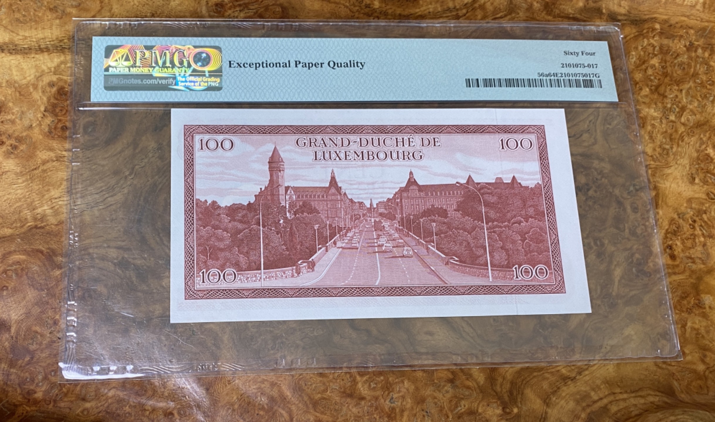 Chase Auction 第15期 - - 民国钞，外钞高分场（2022最后一期） 1970年卢森堡100法郎，PMG64e！