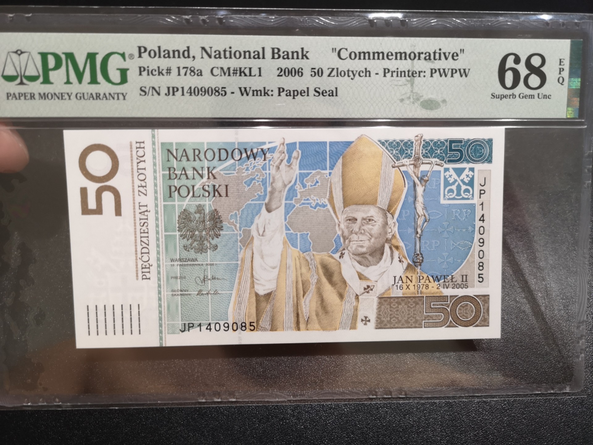 《外钞收藏家》第一百八十六期 2006年波兰50  PMG68 纪念钞