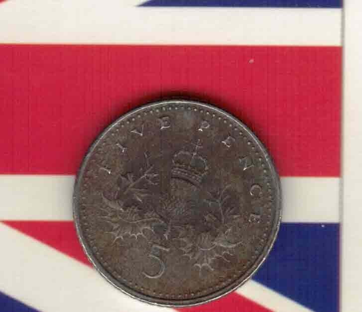 英国1998年5便士 实物如图      