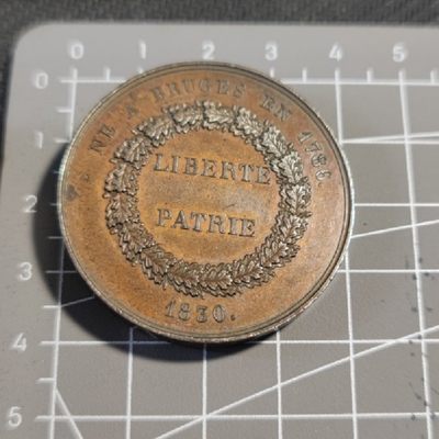 gush小明220705 比利时1830波特纪念铜章 很厚实，超高浮雕，品相不错