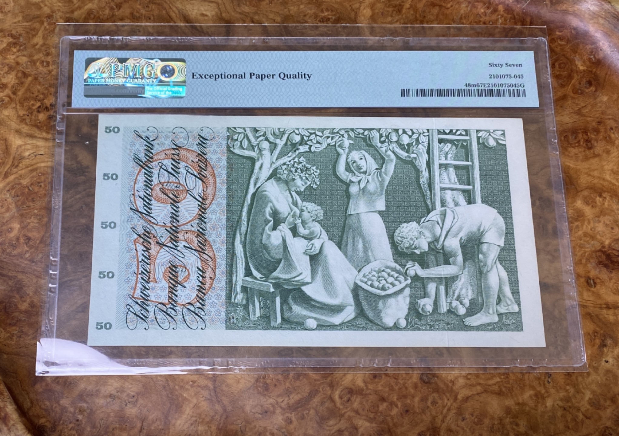 Chase Auction 第15期 - - 民国钞，外钞高分场（2022最后一期） 1973年瑞士50瑞郎！PMG67分！苹果园！亚军分，更高评分只有一枚！