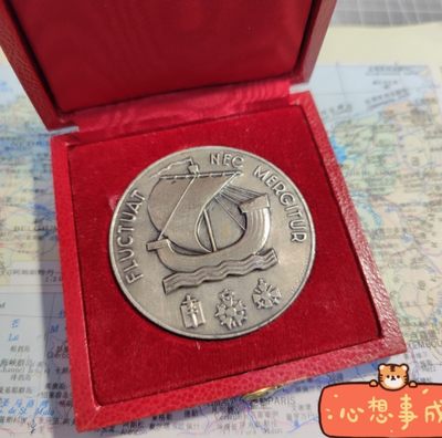 gush小明220705 法国原盒巴黎援助贡献银章950银62.5克 巴黎造币厂