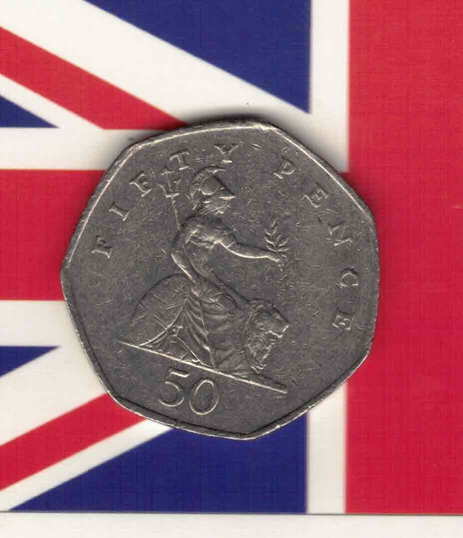 英国2002年50便士 实物如图       