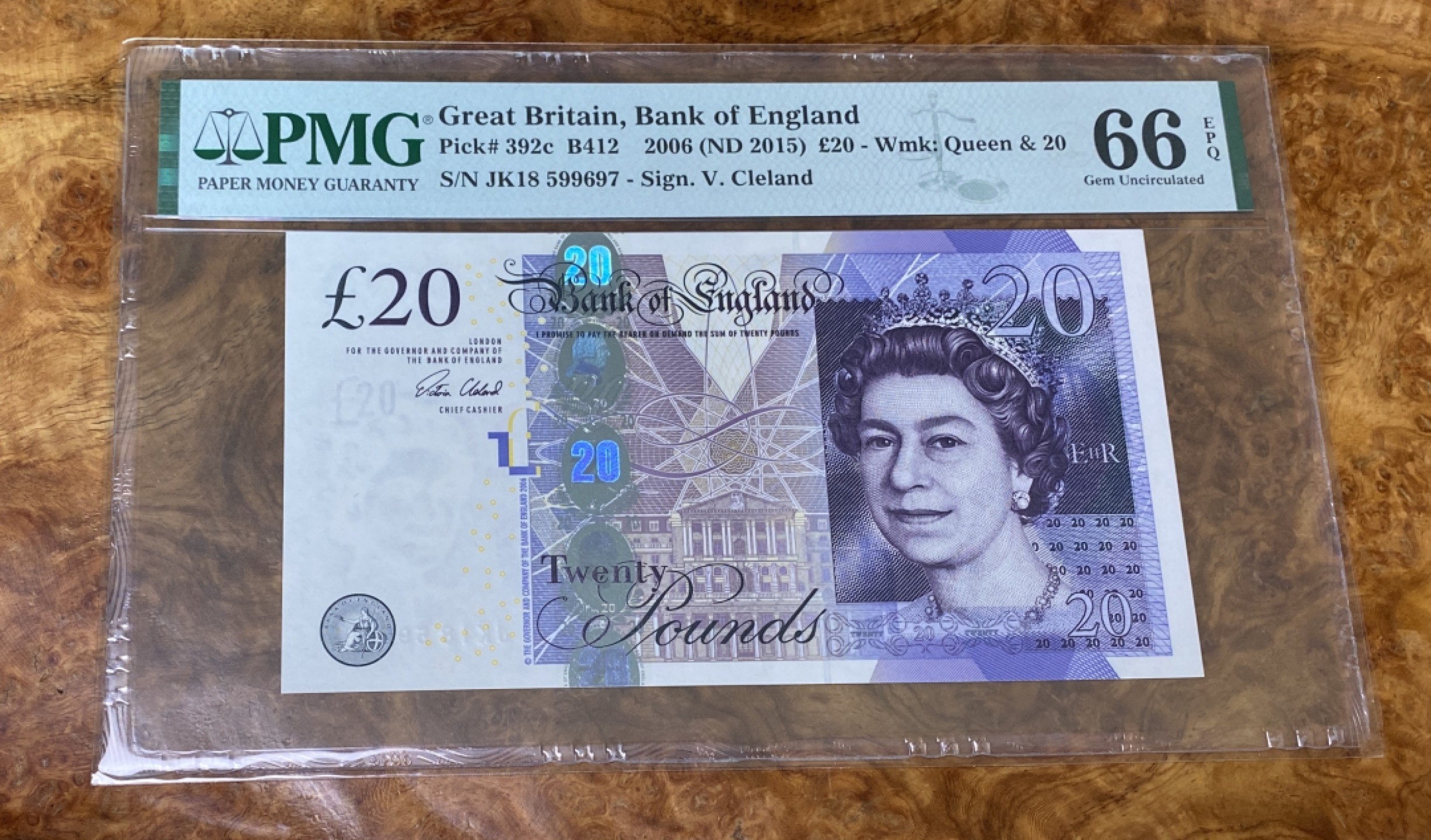 Chase Auction 第15期 - - 民国钞，外钞高分场（2022最后一期） 2006年英国20镑，PMG66分，亚当斯密头像！