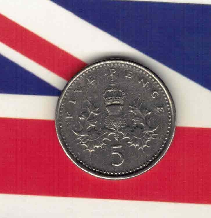 英国1998年5便士 实物如图      
