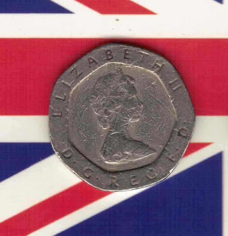 英国1982年20便士实物如图     