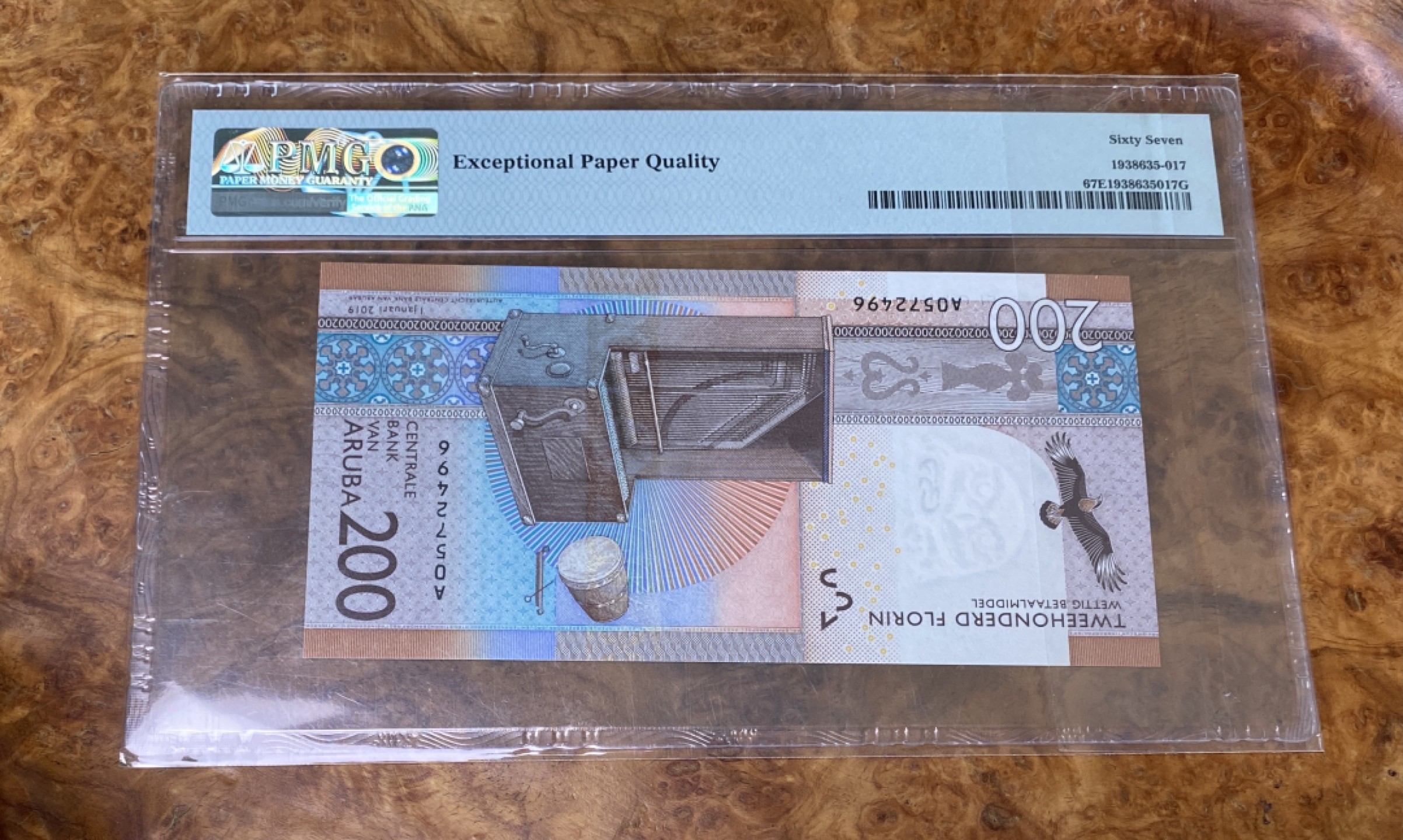 Chase Auction 第15期 - - 民国钞，外钞高分场（2022最后一期） 2019年阿鲁巴200弗洛林，PMG67分！