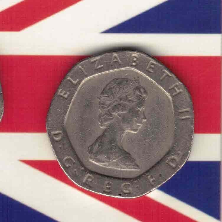 英国1983年20便士 年份复打错币 实物如图 