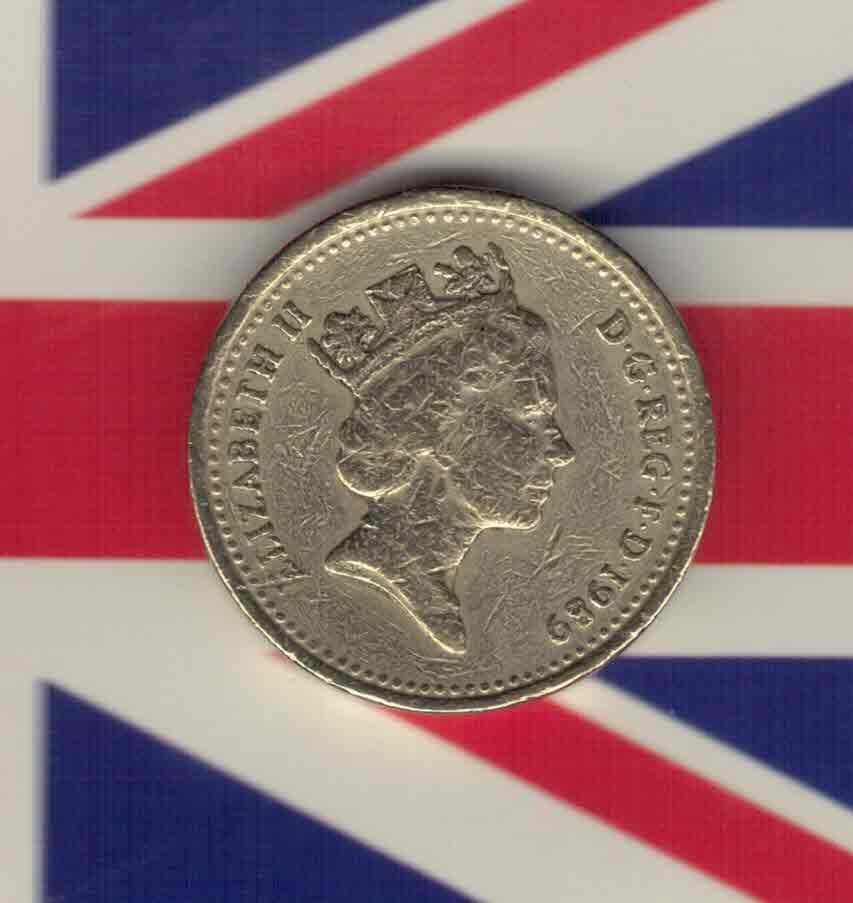 英国1989年1镑 流通品 实物图     