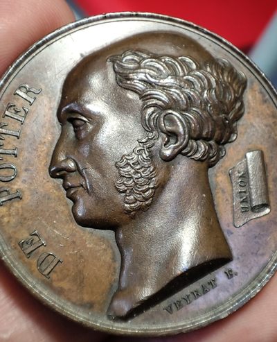 gush小明220705 比利时1830波特纪念铜章 很厚实，超高浮雕，品相不错