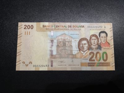 《外钞收藏家》第一百八十六期 - 2018年玻利维亚200 全新UNC