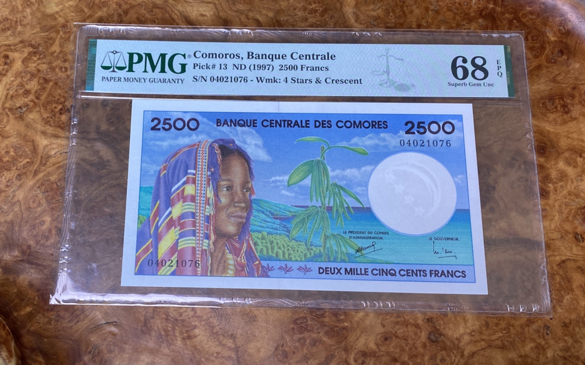 Chase Auction 第15期 - - 民国钞，外钞高分场（2022最后一期） 1997年科摩罗2500法郎，PMG68分，大海龟！冠军分！