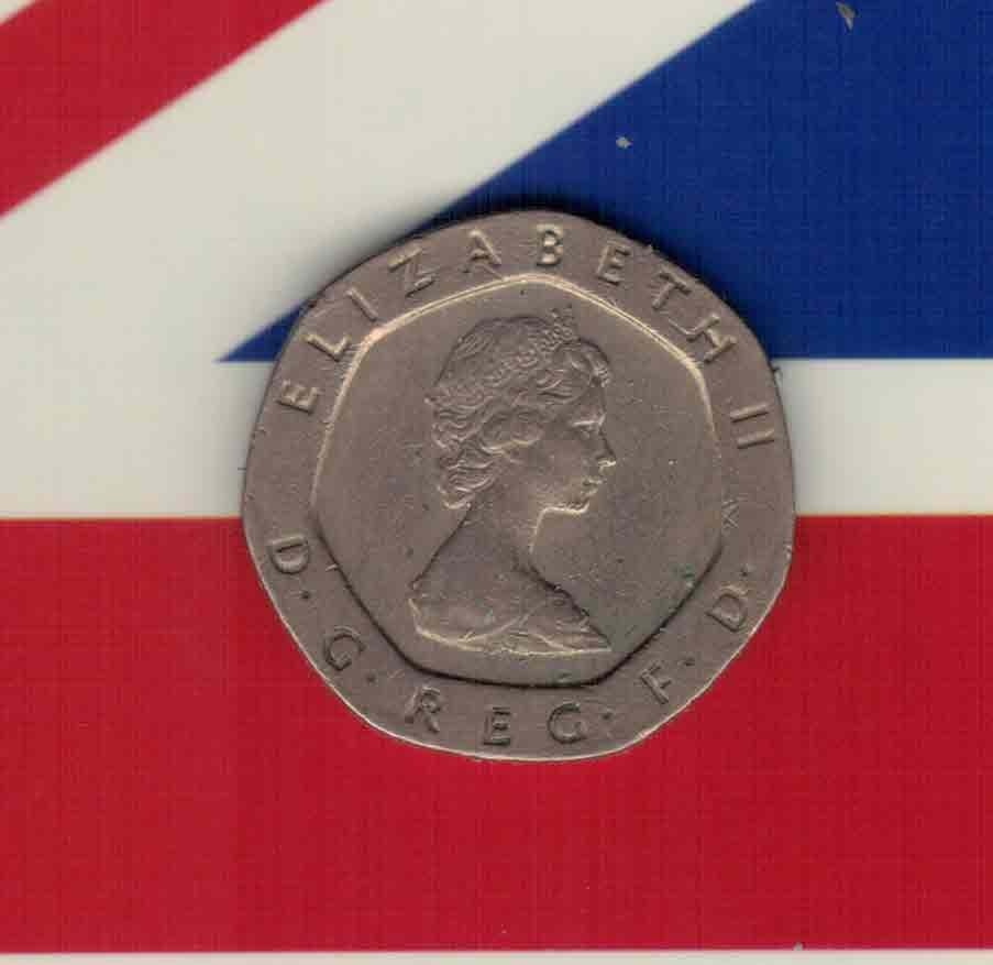 英国1982年20便士实物如图     