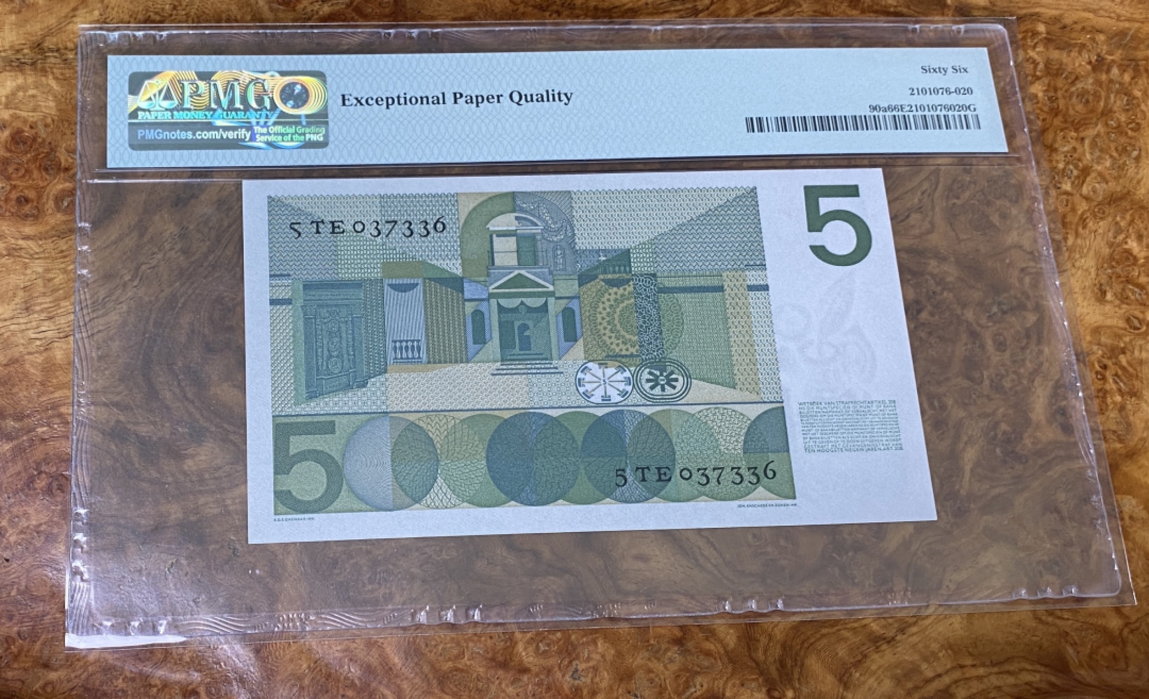 Chase Auction 第15期 - - 民国钞，外钞高分场（2022最后一期） 1966年荷兰5盾，PMG66分！