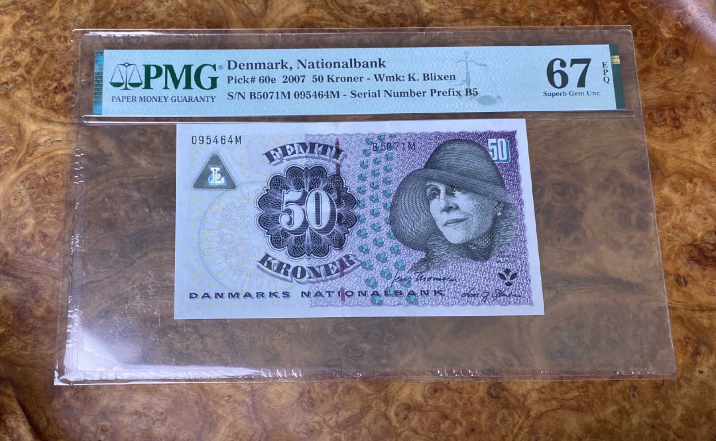 Chase Auction 第15期 - - 民国钞，外钞高分场（2022最后一期） 2007年丹麦50克朗，浮雕版，PMG67分！