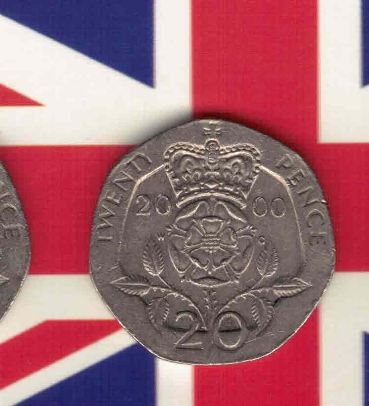 英国2000年20便士 实物如图         