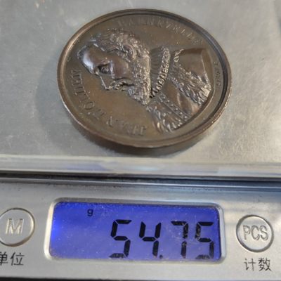 gush小明220705 荷兰让.德奥尔登巴内维尔特纪念铜章 高浮雕，品相不错，约1850前后