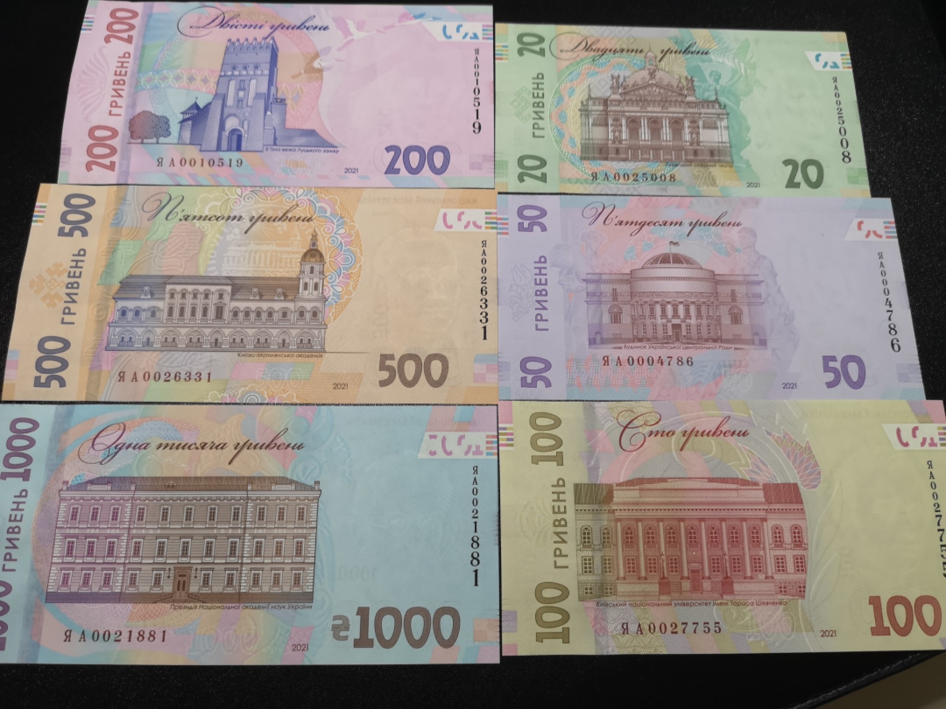 《外钞收藏家》第一百八十六期 2021年乌克兰纪念钞一套6张 全新UNC