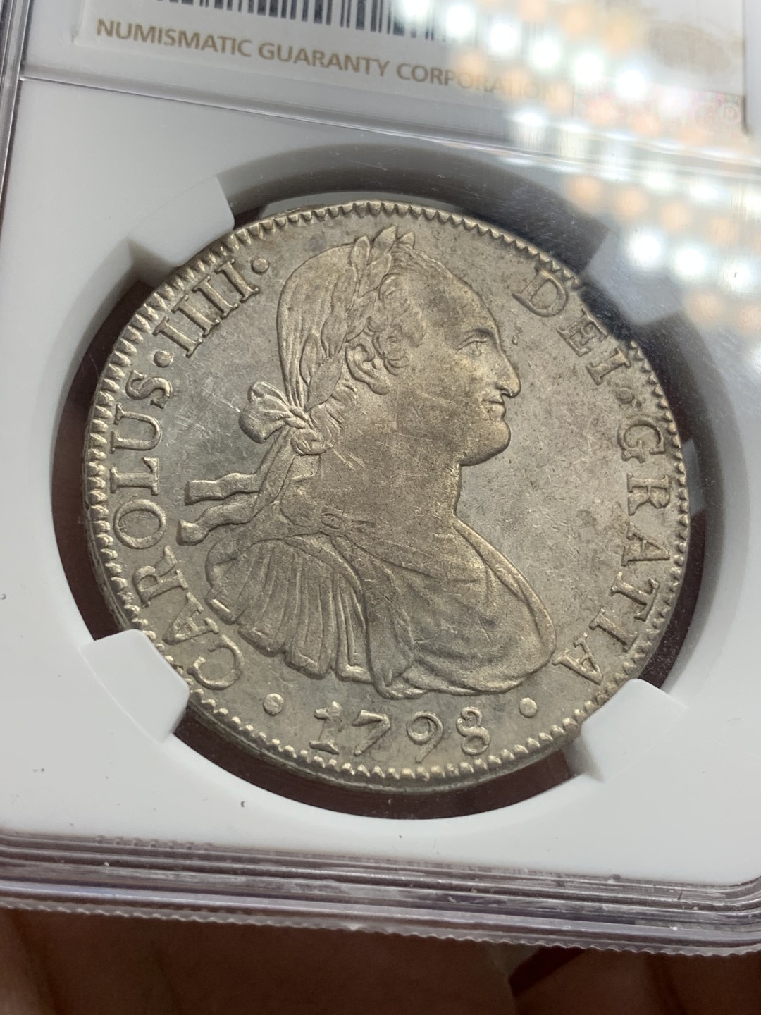 《竞宝斋》西.葡及其殖民地国家专场-第70场（全场不限金额包邮） NGC-AU53 墨西哥 1798年 卡洛斯四世双柱8R大银币 早期版本