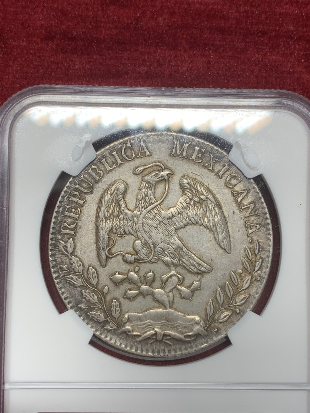 《竞宝斋》西.葡及其殖民地国家专场-第70场（全场不限金额包邮） NGC-AUD 墨西哥 1889年CA MM版 花边鹰洋 8里亚尔银币 原味黑包浆 带点彩 个人非常喜欢  