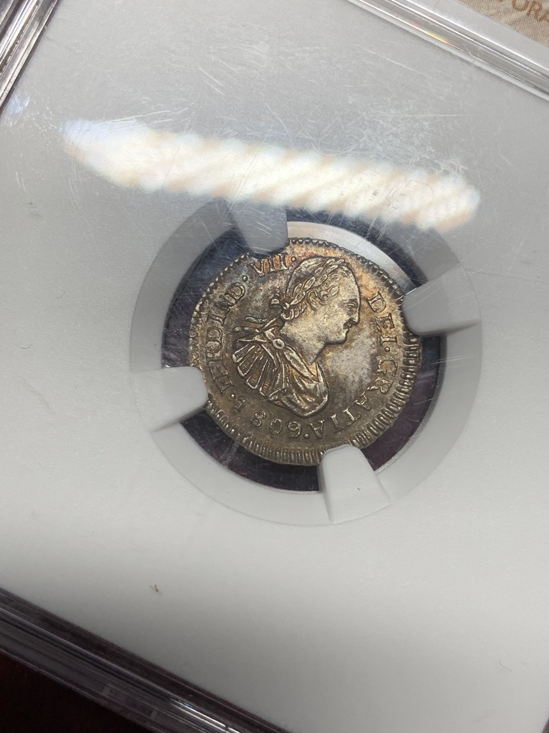 《竞宝斋》西.葡及其殖民地国家专场-第70场（全场不限金额包邮） NGC-MS64  危地马拉 双柱 费迪南七世 1809 1/2 里亚尔 理查德名人旧藏  五彩包浆 小币中的战斗机