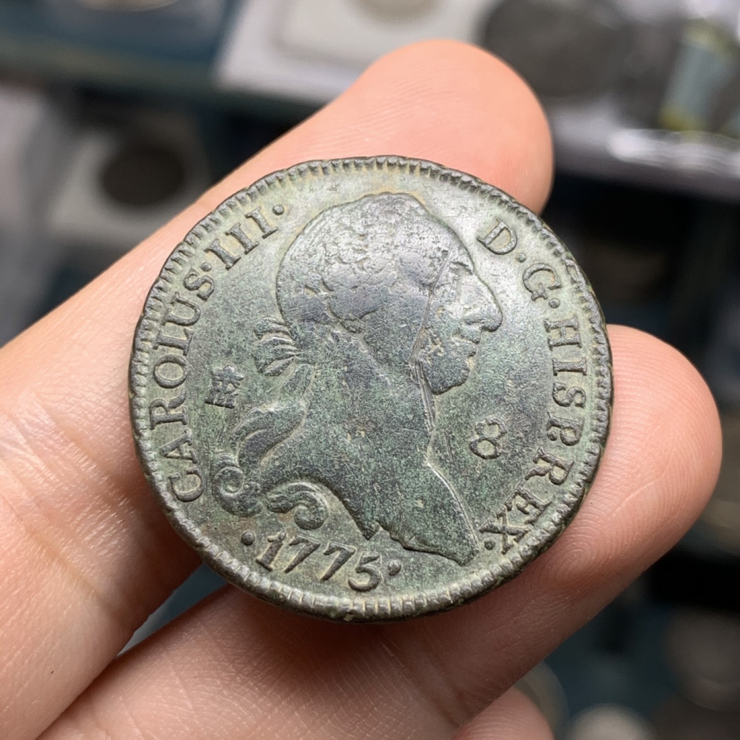 《竞宝斋》西.葡及其殖民地国家专场-第70场（全场不限金额包邮） 西班牙 本土 1775年 卡三 8M 大铜币 包浆好 磨损非常小 细节见图