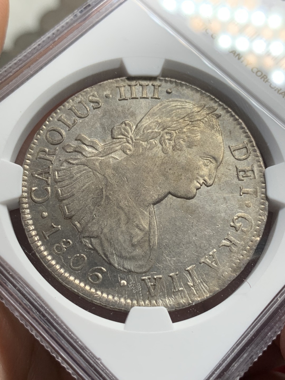 《竞宝斋》西.葡及其殖民地国家专场-第70场（全场不限金额包邮） NGC-AUD 墨西哥双柱 卡四1806年 8里亚尔大银币 打制不错 性价比优秀