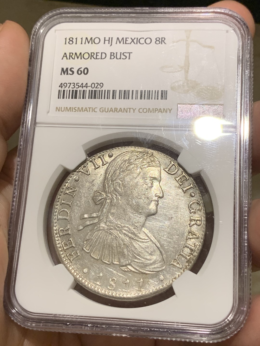 《竞宝斋》西.葡及其殖民地国家专场-第70场（全场不限金额包邮） NGC-MS60 墨西哥双柱 费迪南七世 1811年 双柱大银币 过渡年份 潜力巨大 PL底板