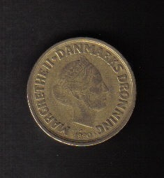 丹麦20克朗 1990年 欧洲硬币 实物图 八五品