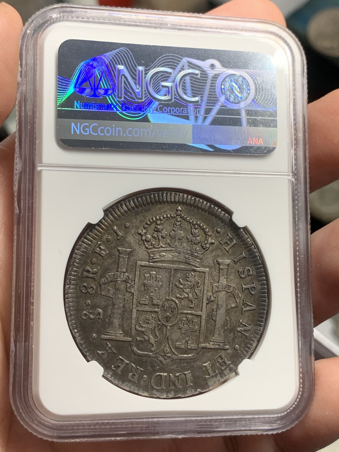 《竞宝斋》西.葡及其殖民地国家专场-第70场（全场不限金额包邮） NGC-XF45 智利！费迪南七世 1812年 8R双柱大银币 双柱易得 智利难求