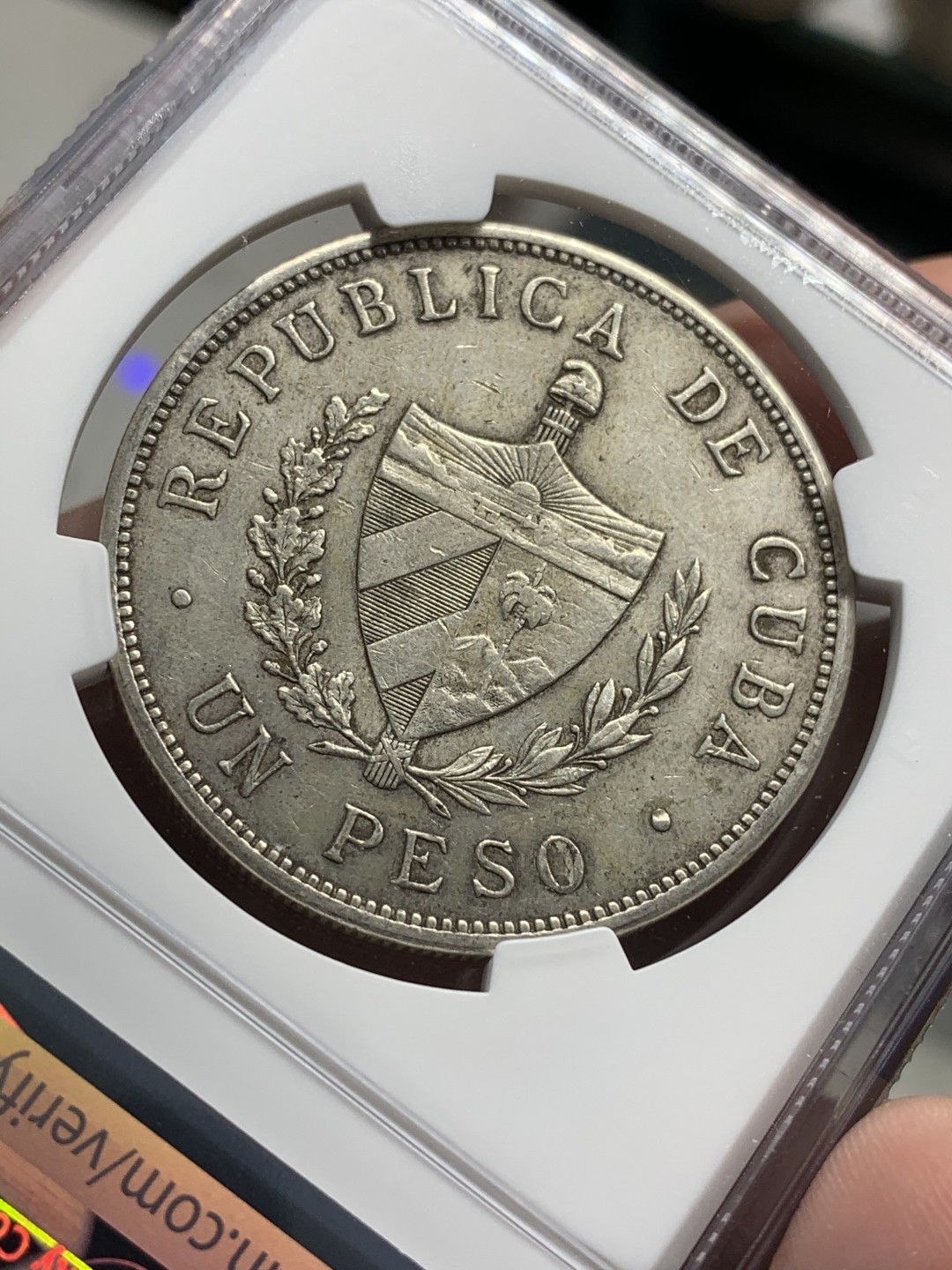 《竞宝斋》西.葡及其殖民地国家专场-第70场（全场不限金额包邮） NGC-AU55 古巴1933年 大五星1比索 银币 大热品种 双面 老包浆