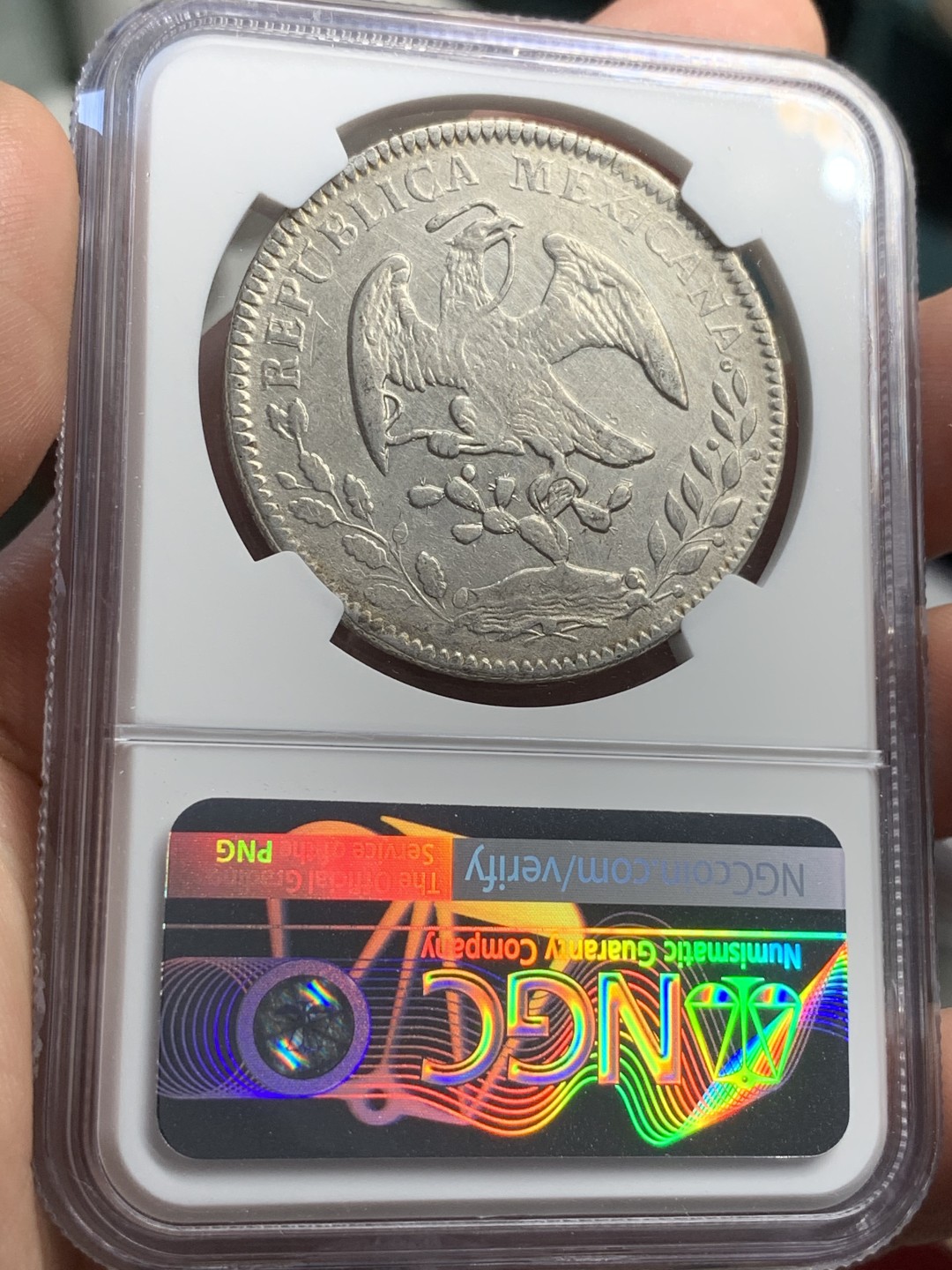 《竞宝斋》西.葡及其殖民地国家专场-第70场（全场不限金额包邮） NGC-AUD 墨西哥 1856年 花边鹰洋 大银币 中期好品