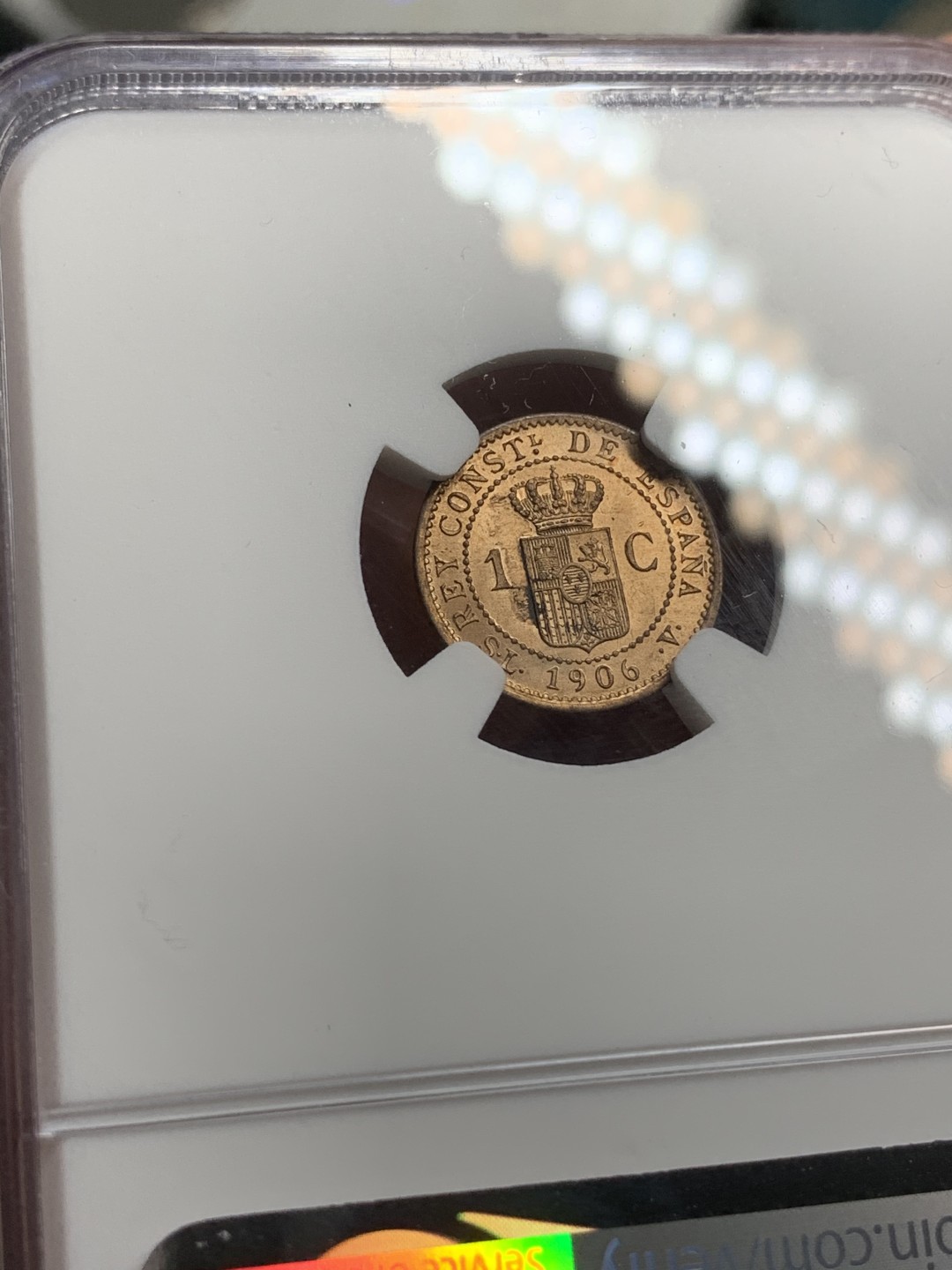 《竞宝斋》西.葡及其殖民地国家专场-第70场（全场不限金额包邮） NGC MS63RB 西班牙 阿方索十三世 1906年 1分铜币 百年保存 相当不易