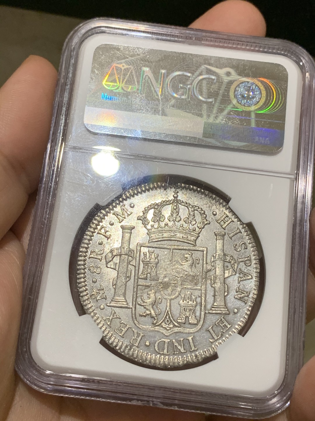 《竞宝斋》西.葡及其殖民地国家专场-第70场（全场不限金额包邮） 冠军分 NGC-MS63 墨西哥双柱 卡洛斯四世 1793 8里亚尔大银币 深打  早期卡四 top顶级收藏