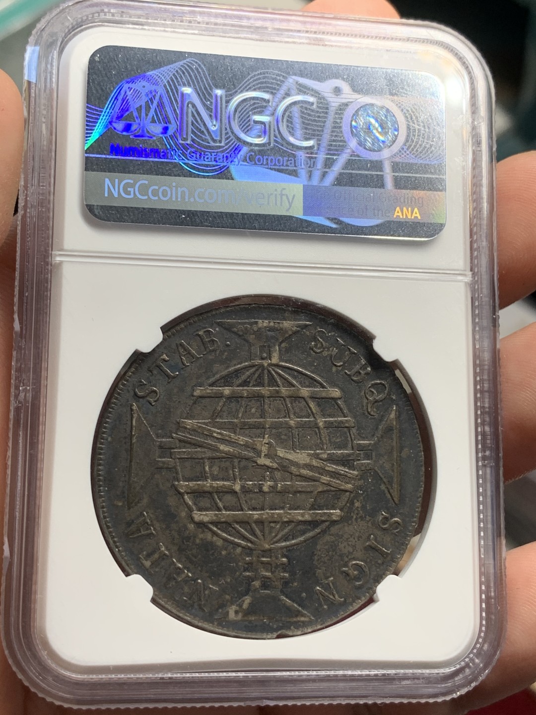 《竞宝斋》西.葡及其殖民地国家专场-第70场（全场不限金额包邮） NGC-XF45 葡属巴西 1817年 960瑞斯 银币 老包浆 味道不错 近期热门品种